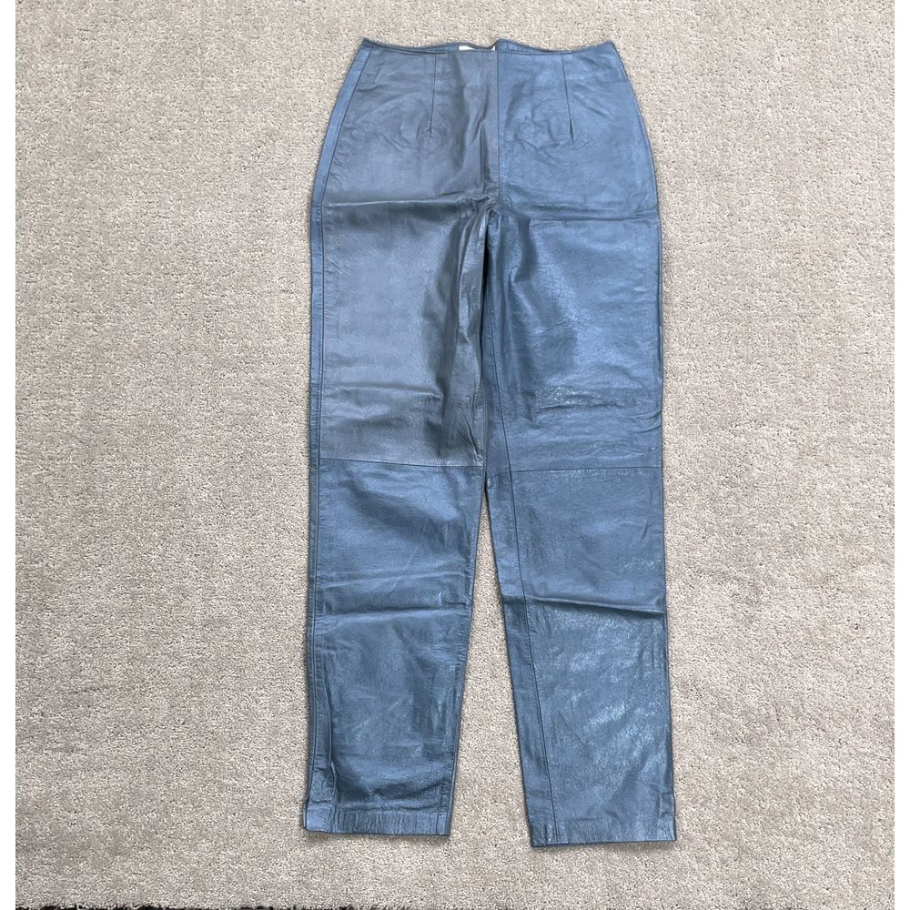 David Benjamin Pant Women 6 Pearlescent Icy Blue Leather Biker Moto Party‎ Taper
